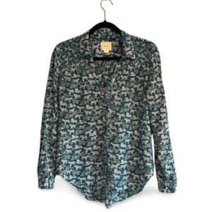 Maeve Anthropologie Teal Blouse Size 4